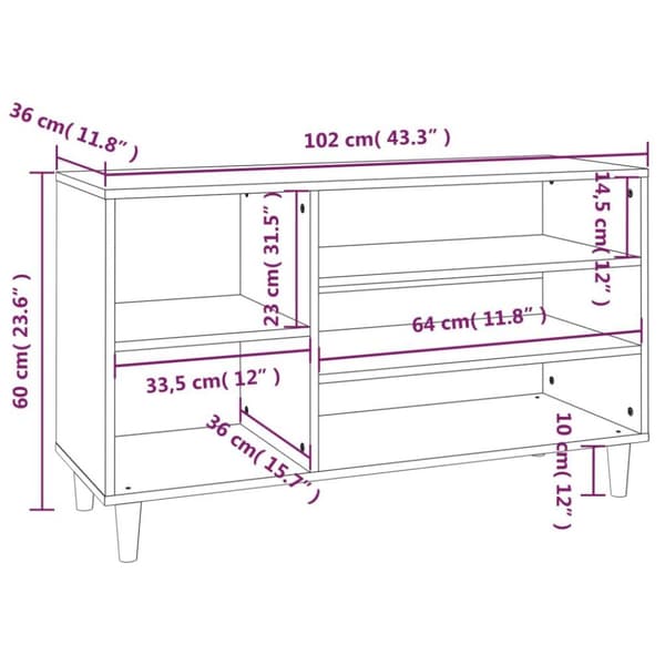 vidaXL skoskab 102x36x60 cm konstrueret træ grå sonoma-eg