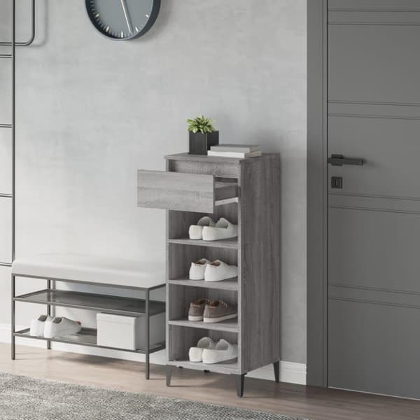 vidaXL Kenkäteline harmaa Sonoma 40x36x105 cm tekninen puu