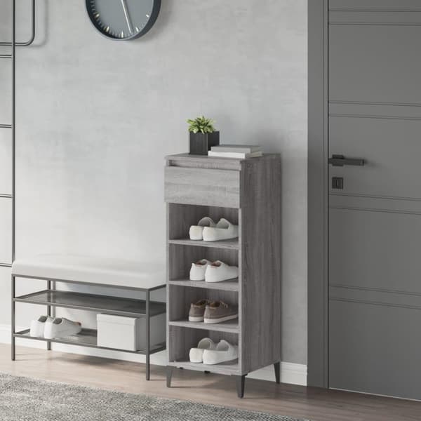 vidaXL Kenkäteline harmaa Sonoma 40x36x105 cm tekninen puu