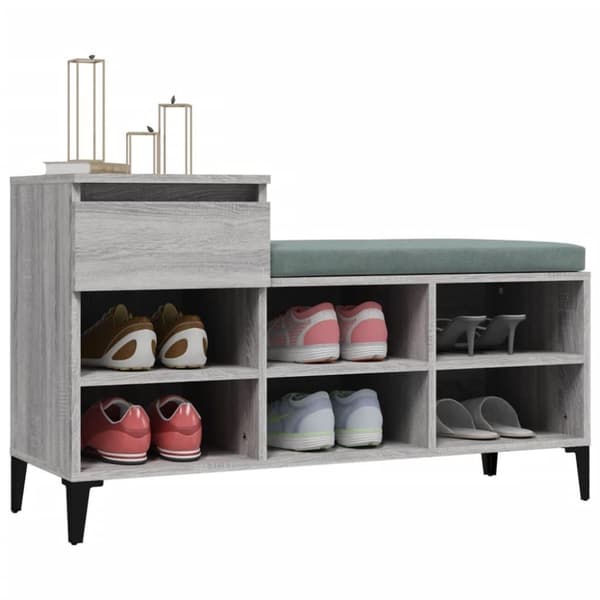 vidaXL Skoskap grå sonoma 102x36x60 cm konstruert tre