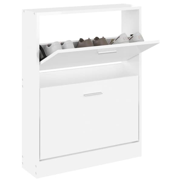 vidaXL Skoskap høyglans hvit 59x17x81 cm konstruert tre