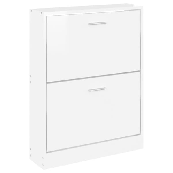 vidaXL Skoskap høyglans hvit 59x17x81 cm konstruert tre