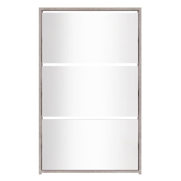vidaXL Skoskap med speil 3 lag betonggrå 63x17x102,5 cm