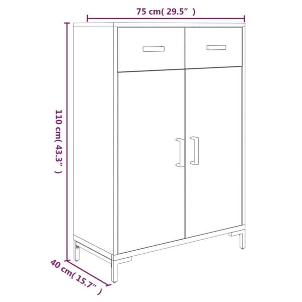 vidaXL Skoskap 75x40x110 cm heltre furu