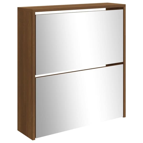 vidaXL Skoskap med speil 2 lag brun eik 63x17x67 cm