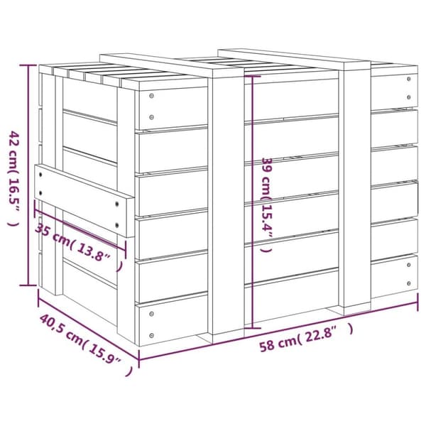 vidaXL Putekasse 58x40,5x42 cm heltre furu