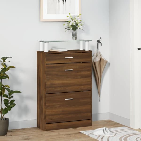 vidaXL Skoskåp brun ek 63x24x104 cm konstruerat trä
