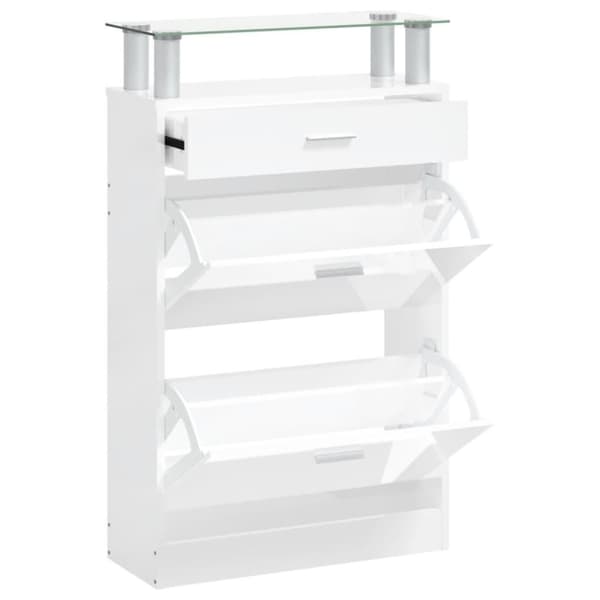 vidaXL Skoskåp vit högglans 63x24x104 cm konstruerat trä