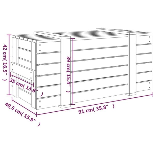 vidaXL Putekasse 91x40,5x42 cm heltre furu