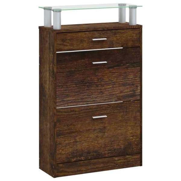 vidaXL Skoskap røkt eik 63x24x104 cm konstruert tre