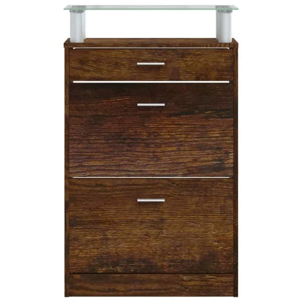 vidaXL Skoskap røkt eik 63x24x104 cm konstruert tre