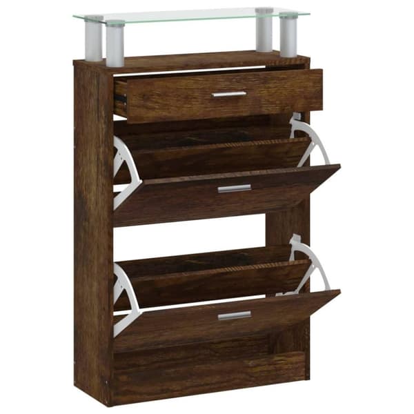 vidaXL Skoskap røkt eik 63x24x104 cm konstruert tre