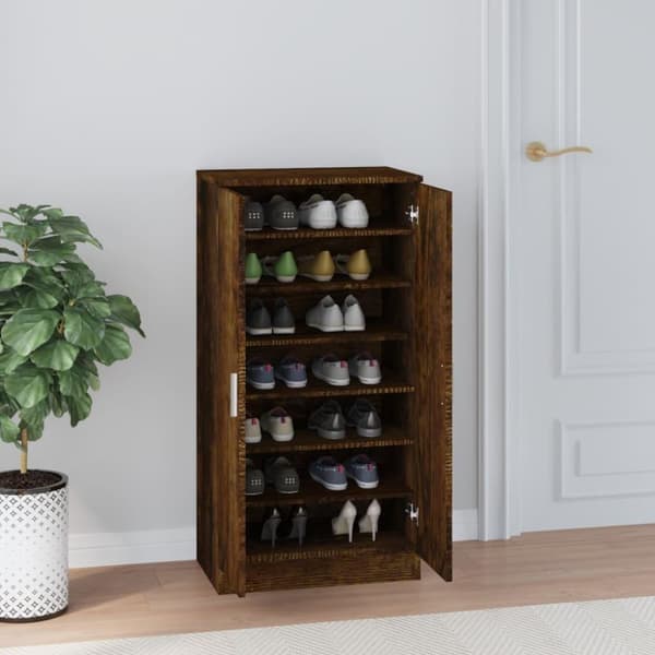 vidaXL Skoställ rökfärgad ek 55x35x108 cm konstruerat trä
