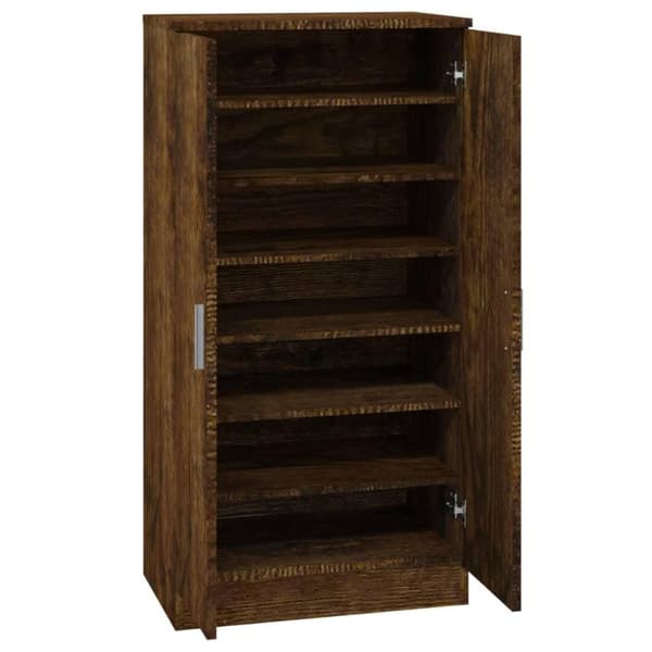 vidaXL Skoställ rökfärgad ek 55x35x108 cm konstruerat trä
