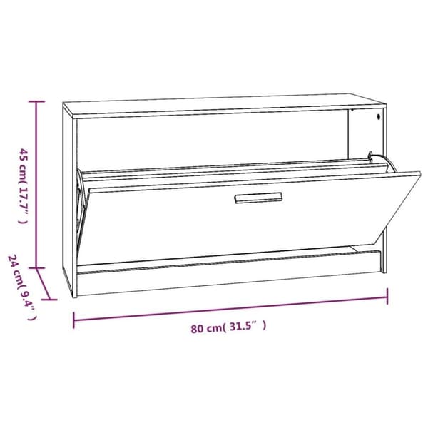 vidaXL Skobänk brun ek 80x24x45 cm konstruerat trä