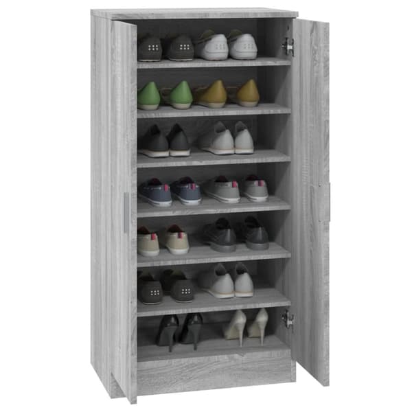 vidaXL Skoskap grå sonoma 55x35x108 cm konstruert tre