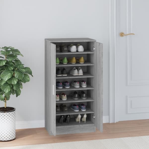 vidaXL Skoskap grå sonoma 55x35x108 cm konstruert tre