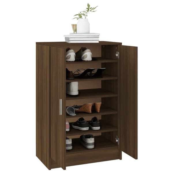 vidaXL Skohylle brun eik 60x35x92 cm konstruert tre