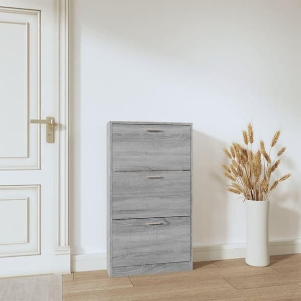 vidaXL Skoskap grå sonoma 59x17x108 cm konstruert tre