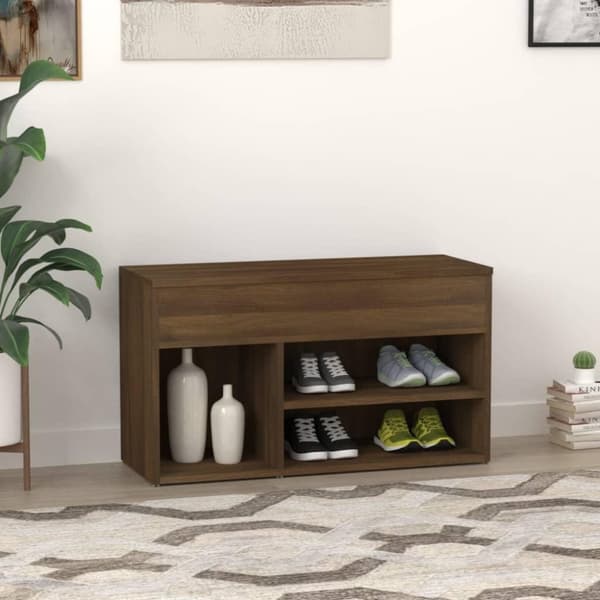 vidaXL Skobänk brun ek 80x30x45 cm konstruerat trä