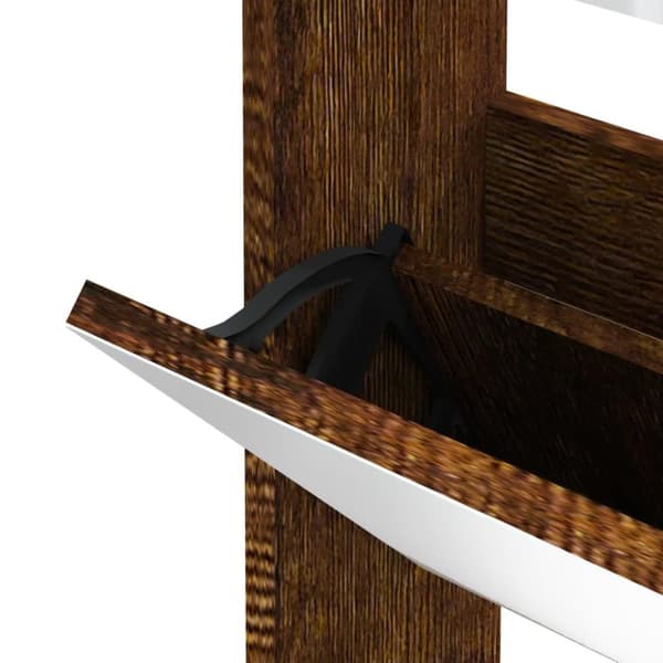 vidaXL Skoskap med speil 3 lag røkt eik 63x17x102,5 cm
