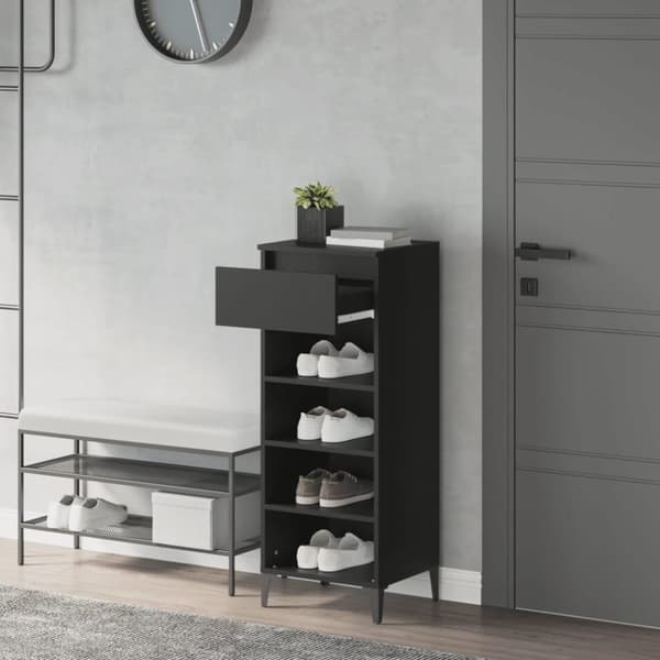 vidaXL Skohylla svart 40x36x105 cm konstruerat trä