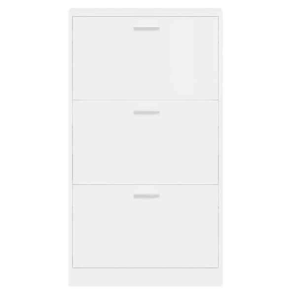 vidaXL Skoskap høyglans hvit 59x17x108 cm konstruert tre