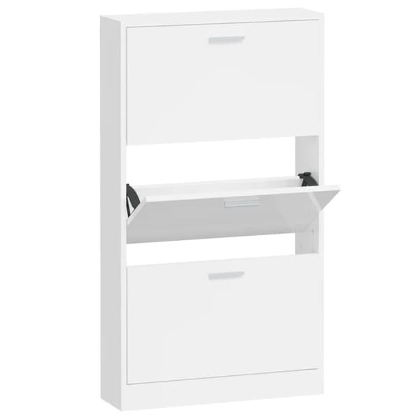 vidaXL Skoskap høyglans hvit 59x17x108 cm konstruert tre