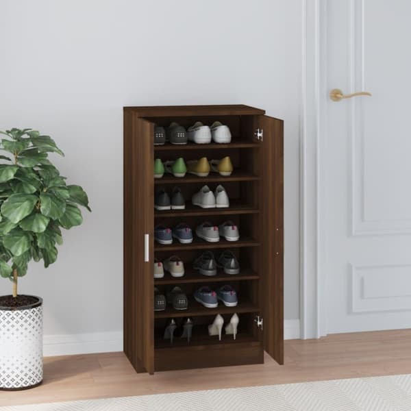 vidaXL Skoställ brun ek 55x35x108 cm konstruerat trä