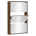 Miniatyrbilde 1 av 11: vidaXL Skoskap med speil 3 lag brun eik 63x17x102,5 cm
