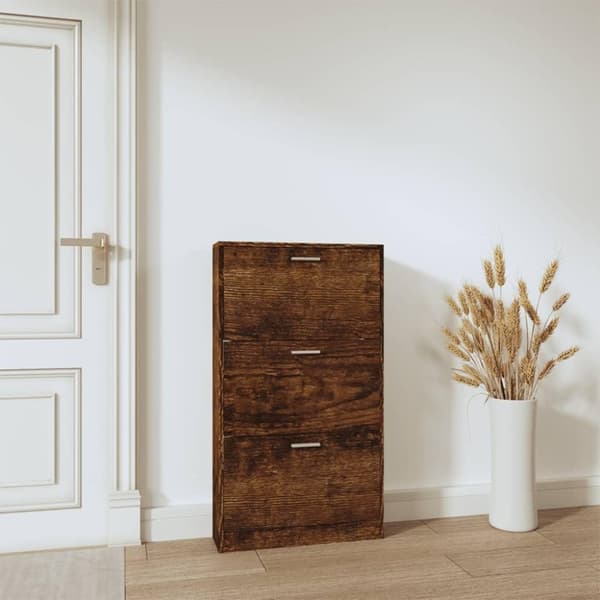 vidaXL Skoskap røkt eik 59x17x108 cm konstruert tre