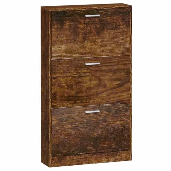 vidaXL Skoskap røkt eik 59x17x108 cm konstruert tre