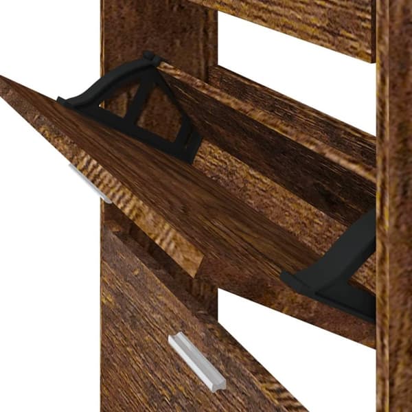 vidaXL Skoskap røkt eik 59x17x108 cm konstruert tre