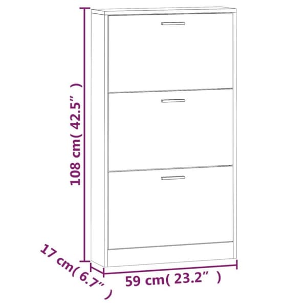 vidaXL Skoskap røkt eik 59x17x108 cm konstruert tre