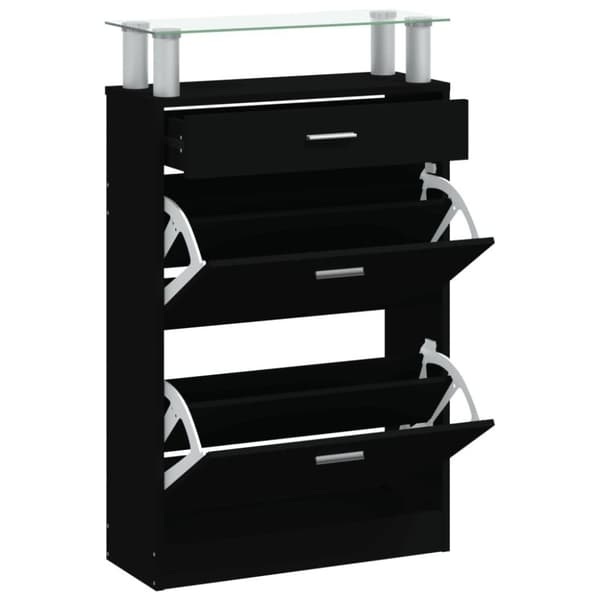 vidaXL Skoskåp svart 63x24x104 cm konstruerat trä