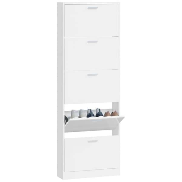 vidaXL Skoskåp vit högglans 59x17x169 cm konstruerat trä