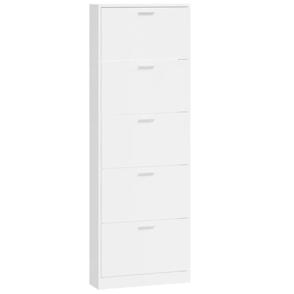 vidaXL Skoskåp vit högglans 59x17x169 cm konstruerat trä