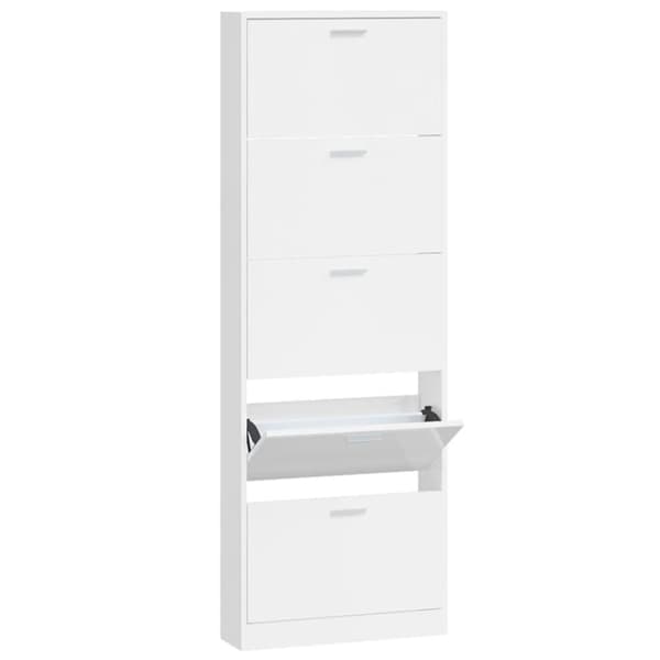 vidaXL Skoskåp vit högglans 59x17x169 cm konstruerat trä