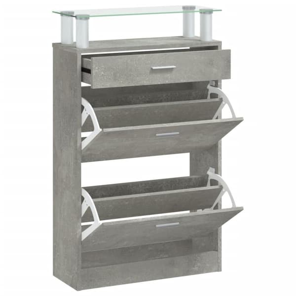 vidaXL Skoskap betonggrå 63x24x104 cm konstruert tre