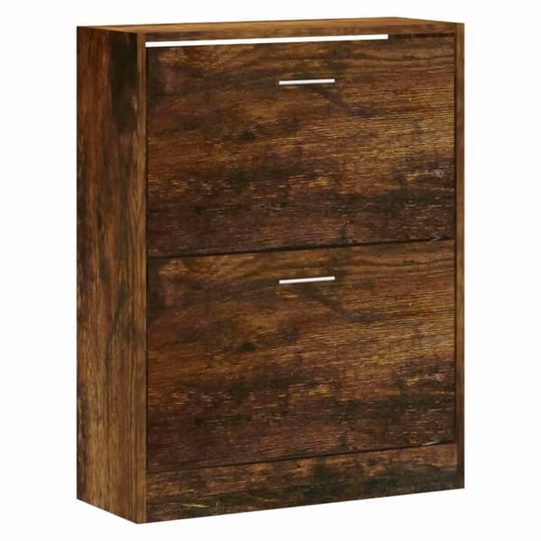 vidaXL Skoställ rökfärgad ek 63x24x81 cm konstruerat trä