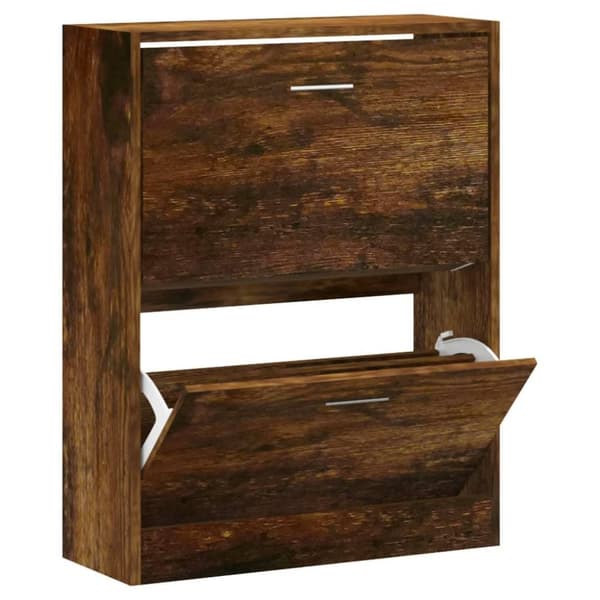 vidaXL Skoställ rökfärgad ek 63x24x81 cm konstruerat trä