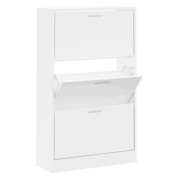 vidaXL Skoskåp vit högglans 63x24x103 cm konstruerat trä