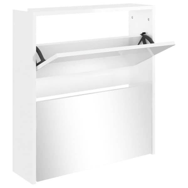 vidaXL Skoskåp med 2 skåp högglans vit 63x17x67 cm