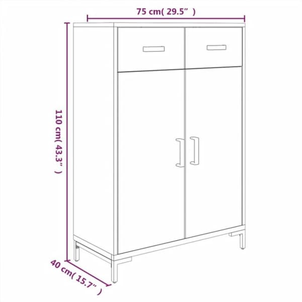 vidaXL Skoskap svart 75x40x110 cm heltre furu