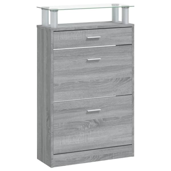 vidaXL Skoskap grå sonoma 63x24x104 cm konstruert tre