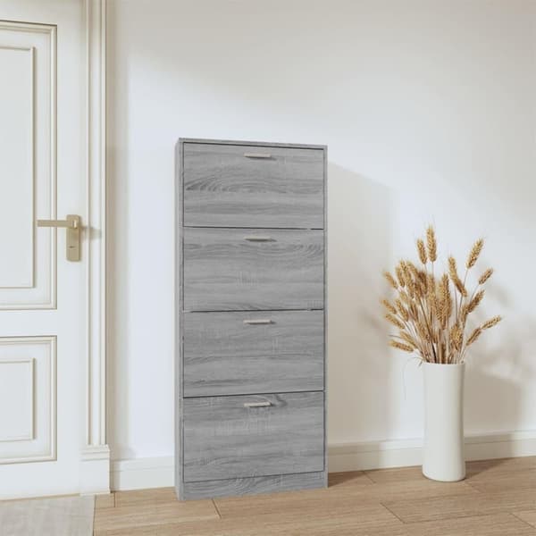 vidaXL Skoskap grå sonoma 59x17x150 cm konstruert tre
