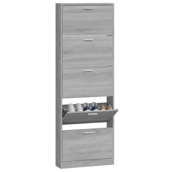 vidaXL Skoskap grå sonoma 59x17x169 cm konstruert tre