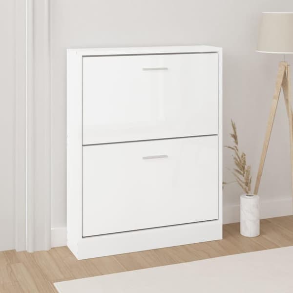 vidaXL skoreol 59x17x81 cm konstrueret træ hvid højglans