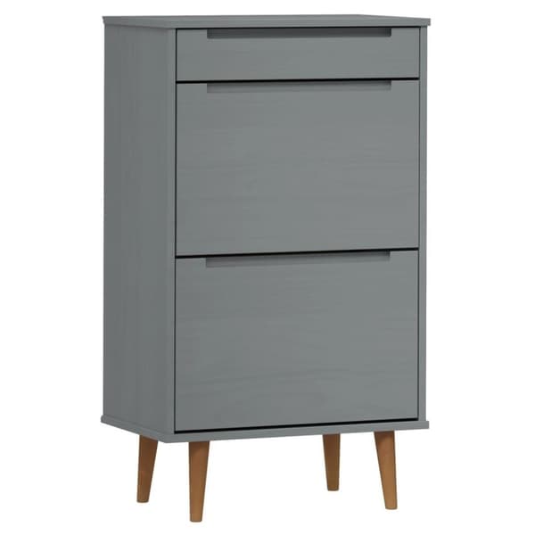 vidaXL skoskab MOLDE 59,5x35x103 cm massivt fyrretræ grå