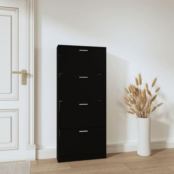 vidaXL Kenkäkaappi musta 59x17x150 cm tekninen puu